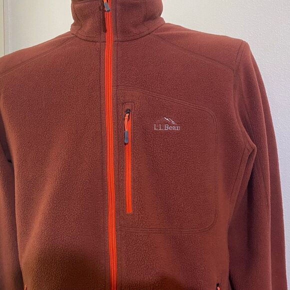 LL Bean Trail Fleece Mens Size Medium Regular Full Zip Jacket Brown Rust - Picture 2 of 10
